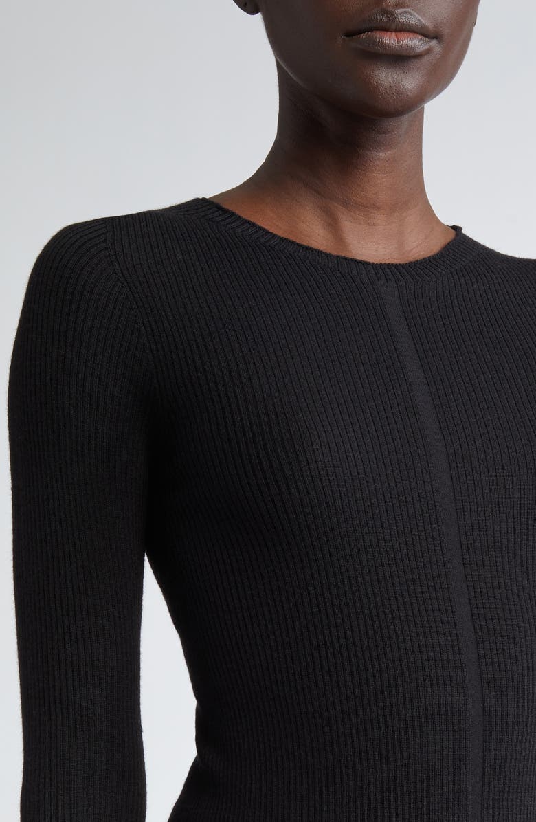 Rick Owens Virgin Wool Rib Sweater, Alternate, color, Black