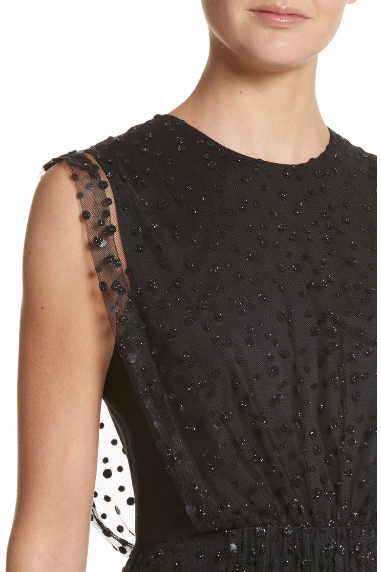 Sparkle Dot Tulle Midi Dress, Alternate, color, BLACK