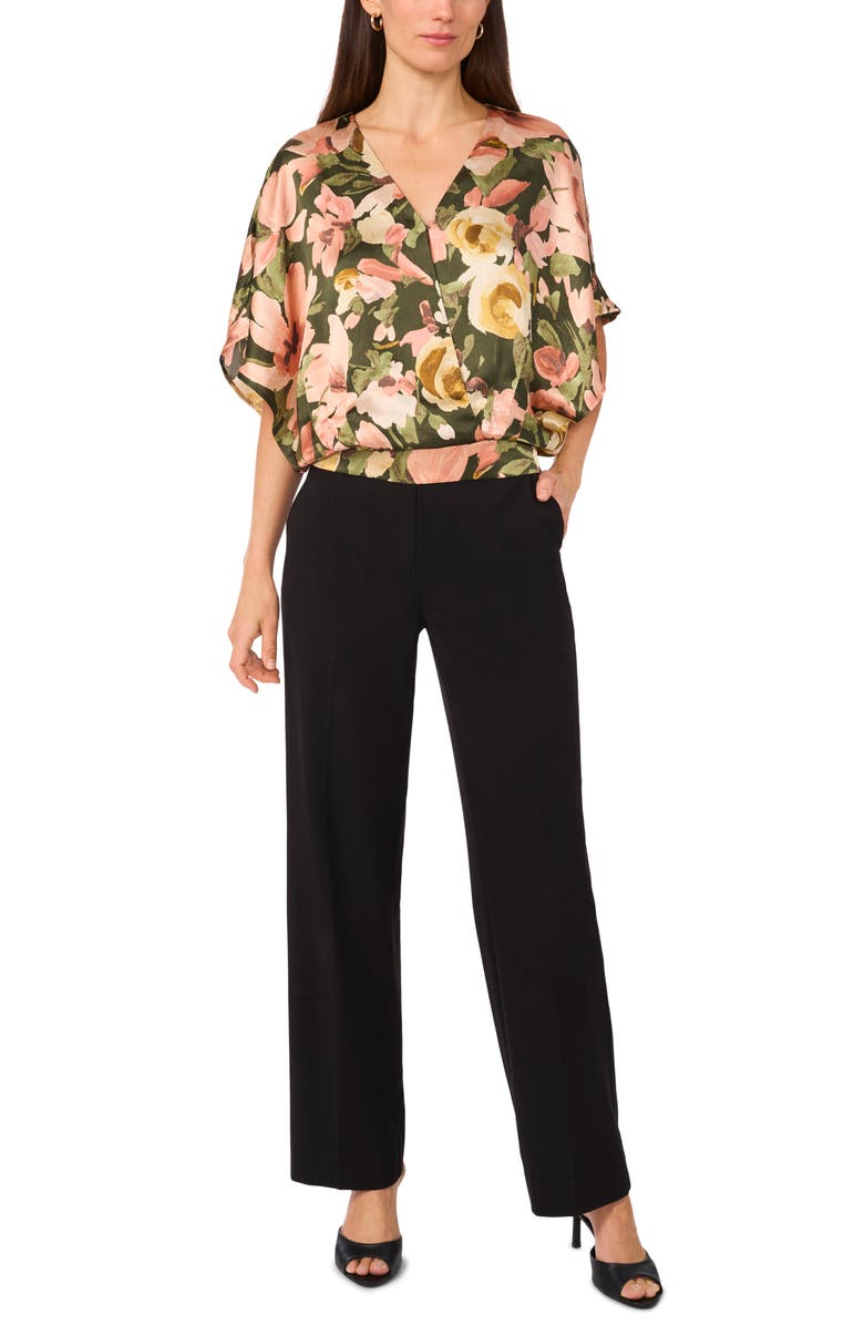 Halogen<sup>®</sup> Faux Wrap Satin Top, Alternate, color, Kombu Green