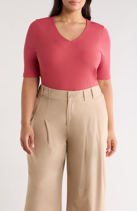 Double Layer V-Neck Top (Plus)