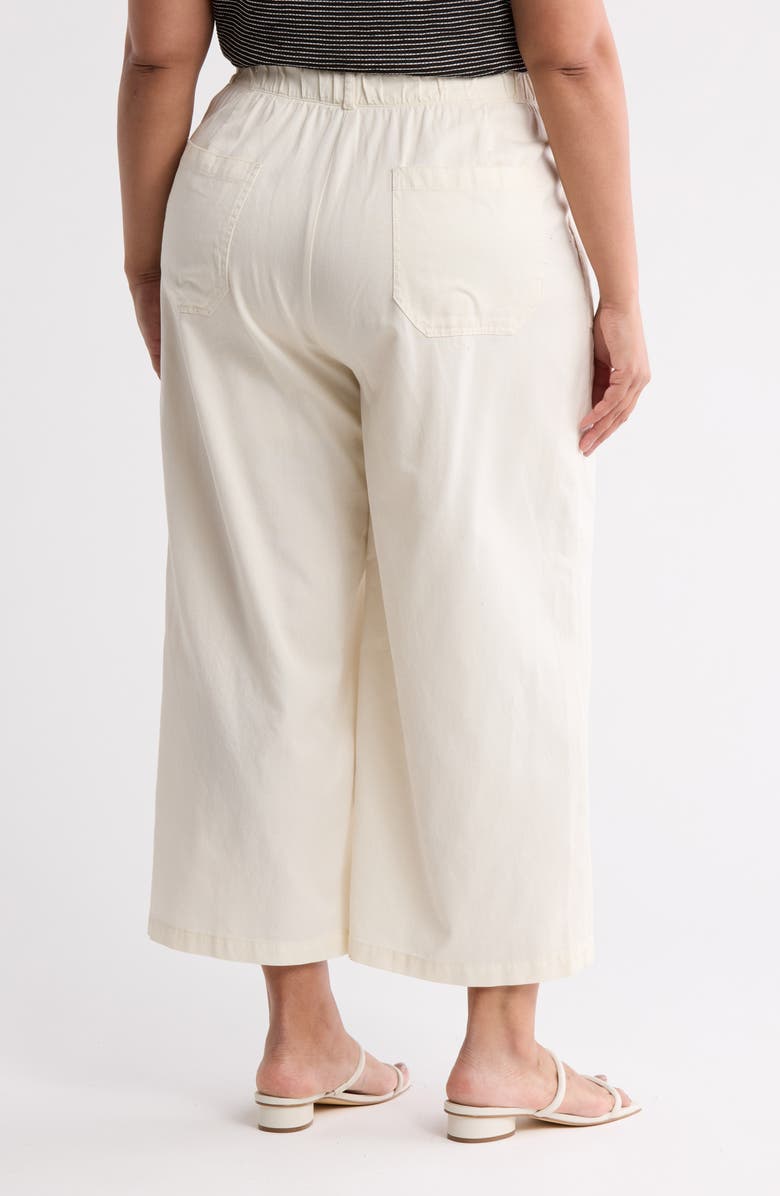 MAX STUDIO Cotton Piqué Crop Wide Leg Pants, Alternate, color, Ecru