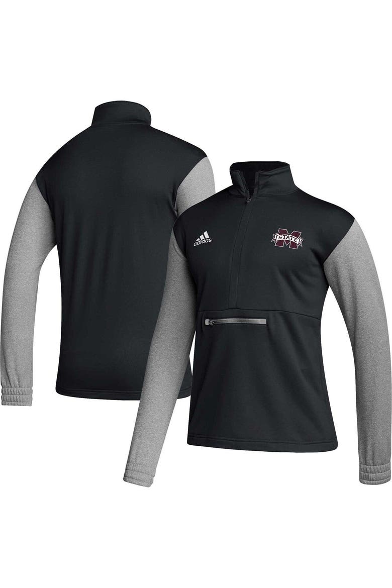 Men's adidas Black Mississippi State Bulldogs Sideline AEROREADY Half-Zip Top, Main, color, Black