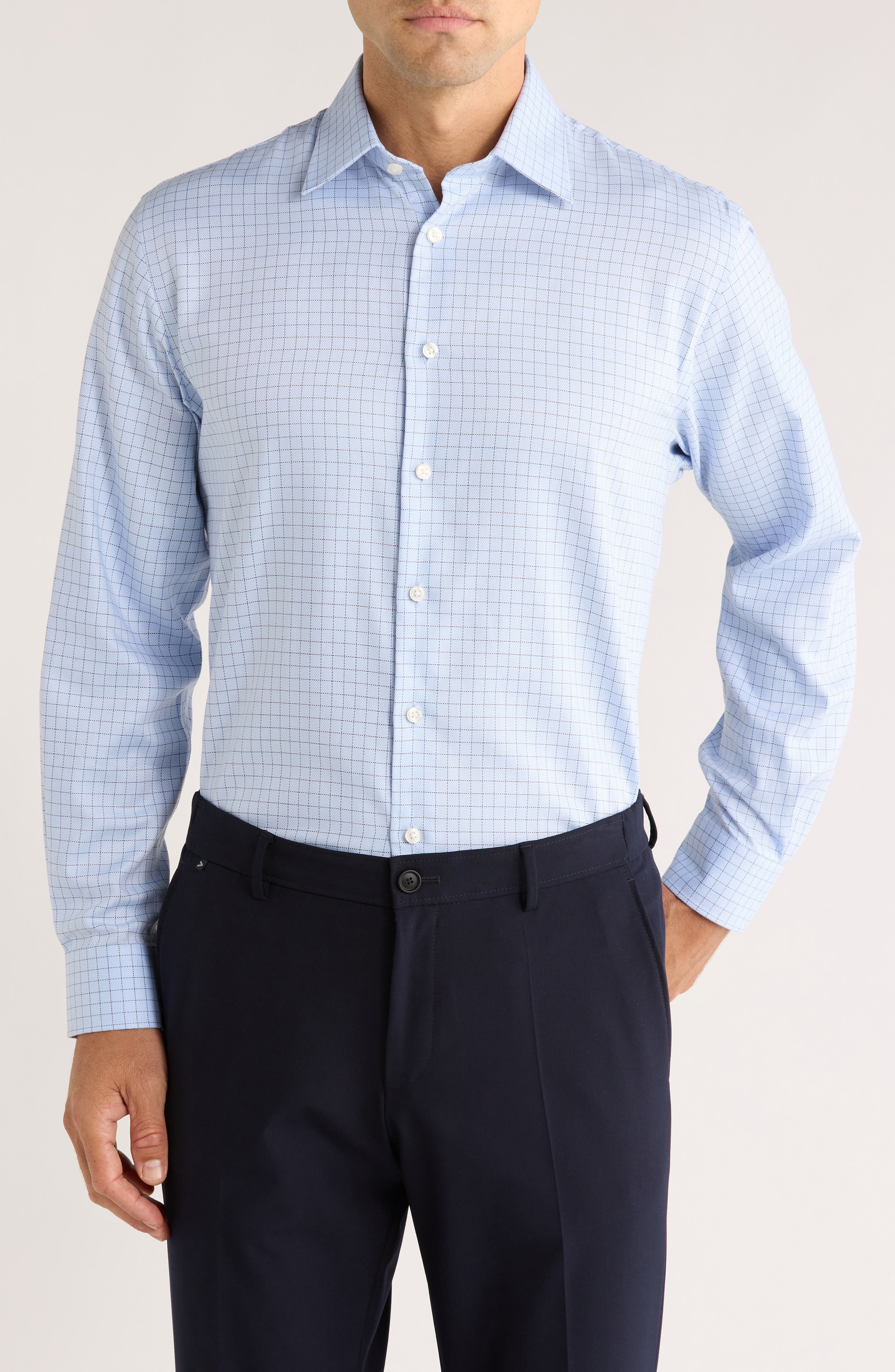 Nordstrom Traditional Fit Check Premium Non-Iron Cotton Dress Shirt