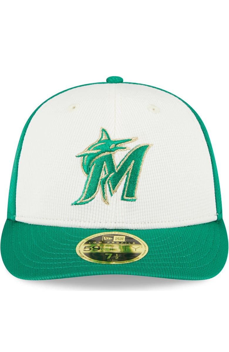New Era Men's New Era White/Green Miami Marlins 2024 St. Patrick's Day Low Profile 59FIFTY Fitted Hat, Alternate, color, 