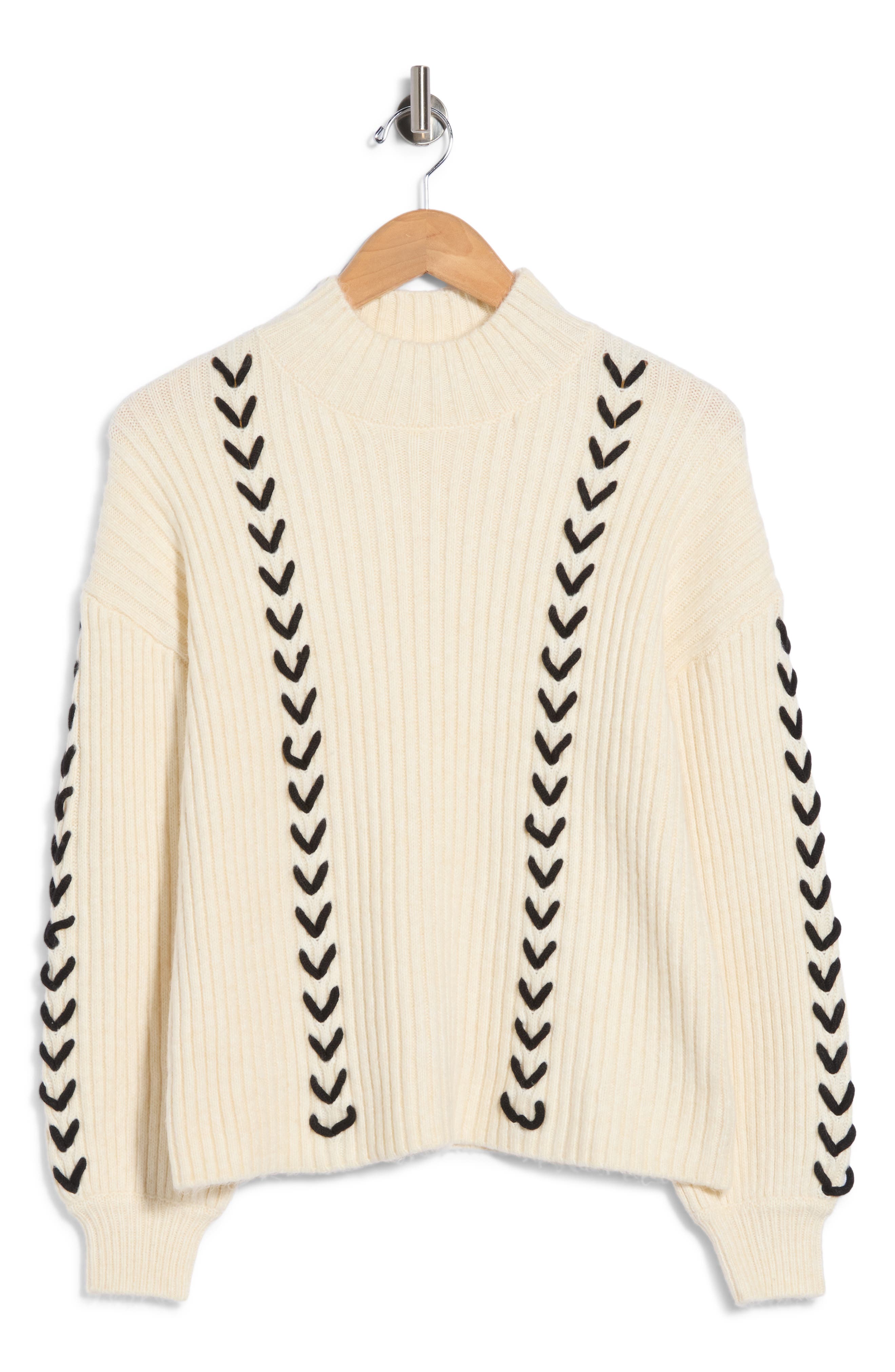 Ottoman Whipstitch Mock Neck Sweater