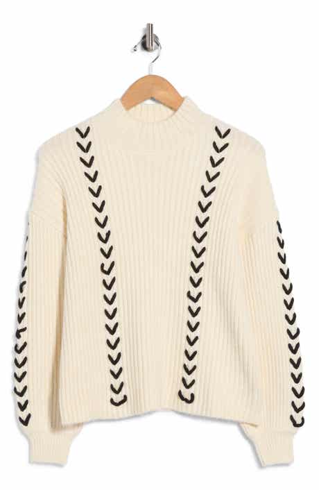 Ottoman Whipstitch Mock Neck Sweater