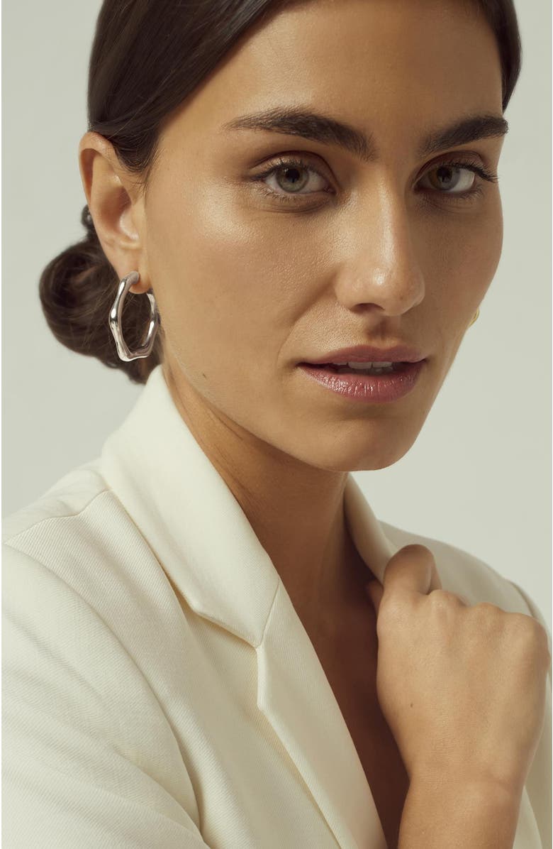 CXC Bambú Hoop Earrings, Alternate, color, Silver