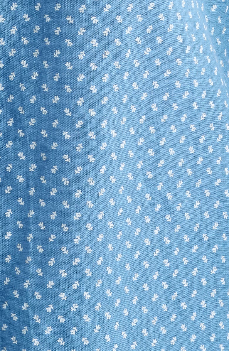 Schott NYC Calico Print Linen Button-Up Shirt, Alternate, color, Light Blue