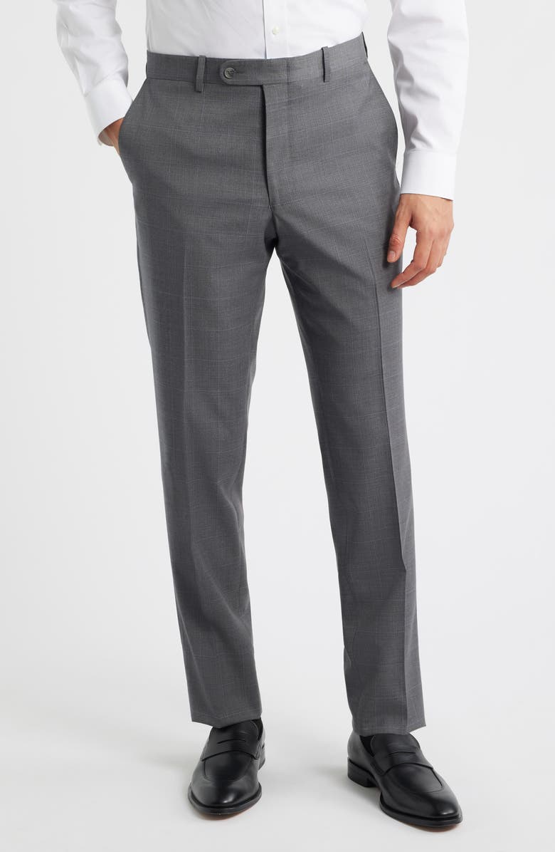 Peter Millar Flynn Classic Fit Grey Windowpane Check Wool Suit, Alternate, color, 
