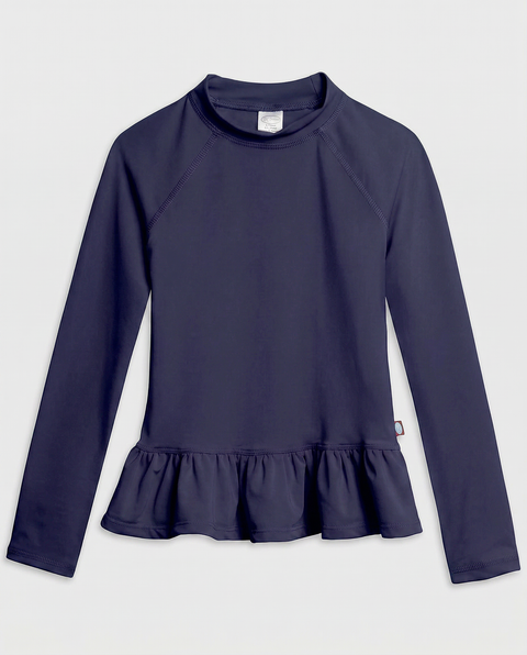 Girls Swim Peplum UPF 50+ Long Sleeve Rashguard Tee