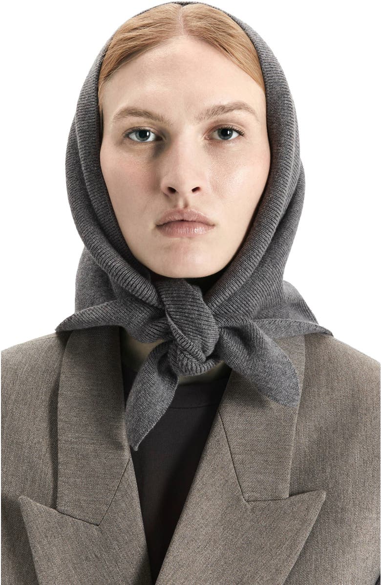HYER GOODS Upcycled Merino Wool Head Scarf, Alternate, color, Heather Grey