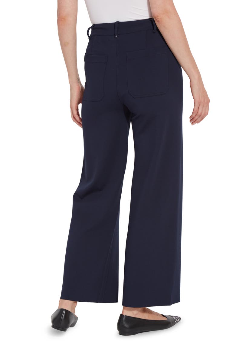 'Lyssentials Erin High Waist Ankle Wide Leg Ponte Pants, Alternate, color, TRUE NAVY