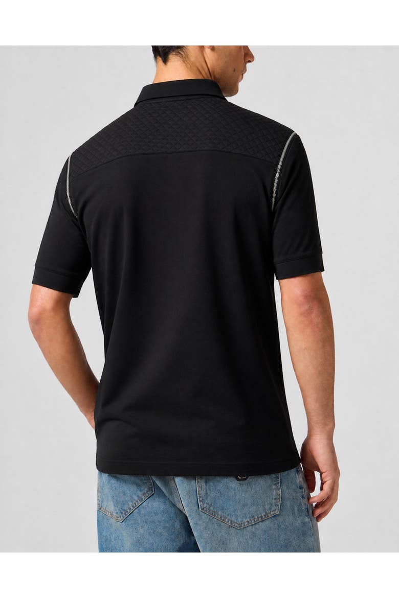 Polo T-Shirt Zippers On Sleeves Men, Alternate, color, black