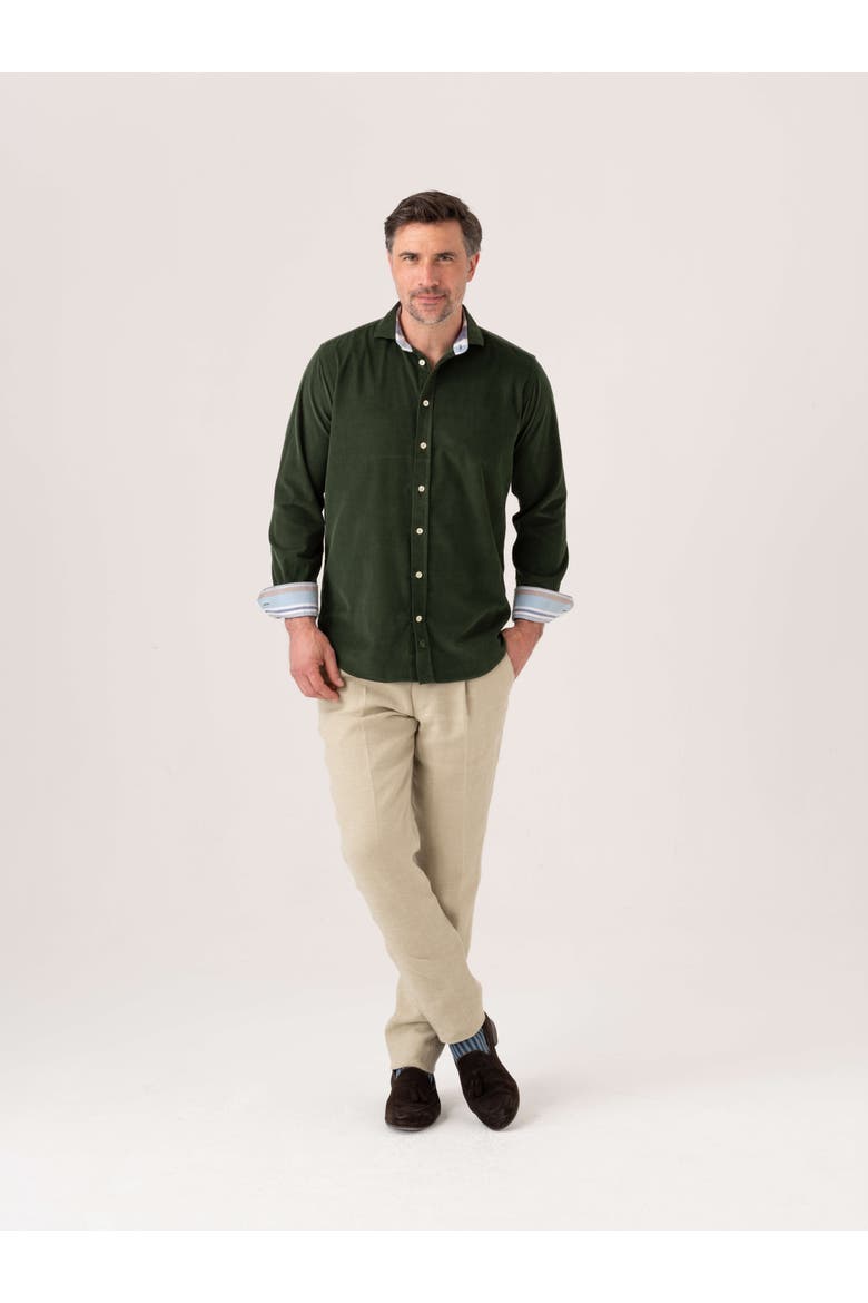 Corduroy Long Sleeve Shirt, Alternate, color, Pine Green