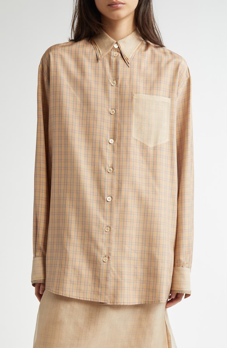 EENK Organza Trim Silk Shirt, Main, color,