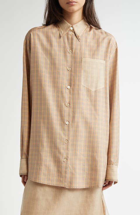 Organza Trim Silk Shirt