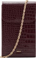 MANGO Croc Embossed Faux Leather Phone Crossbody Bag