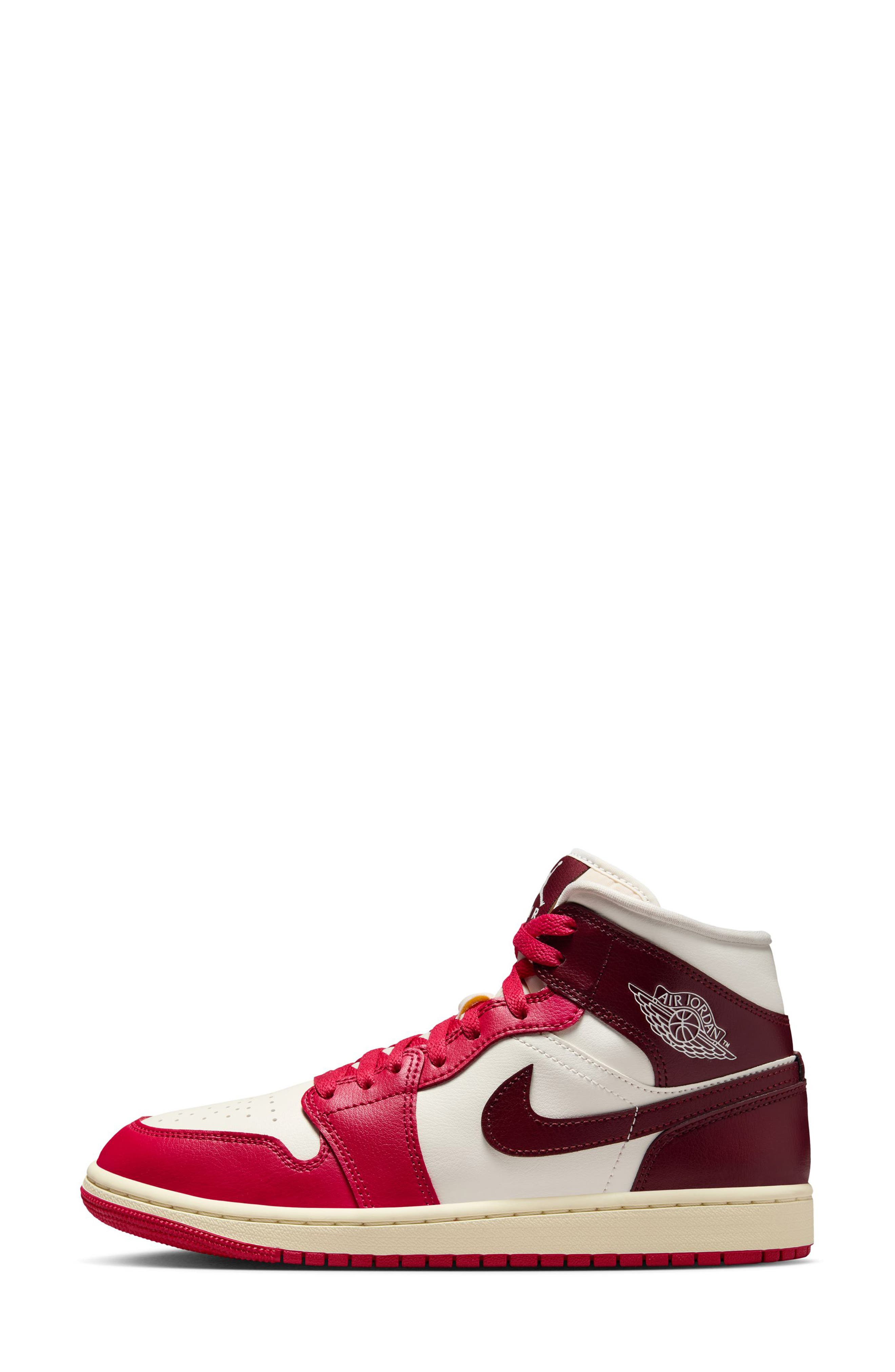 Jordan Air Jordan 1 Mid Sneaker, Alternate, color, Sail/ Dark Team Red/ Hibiscus