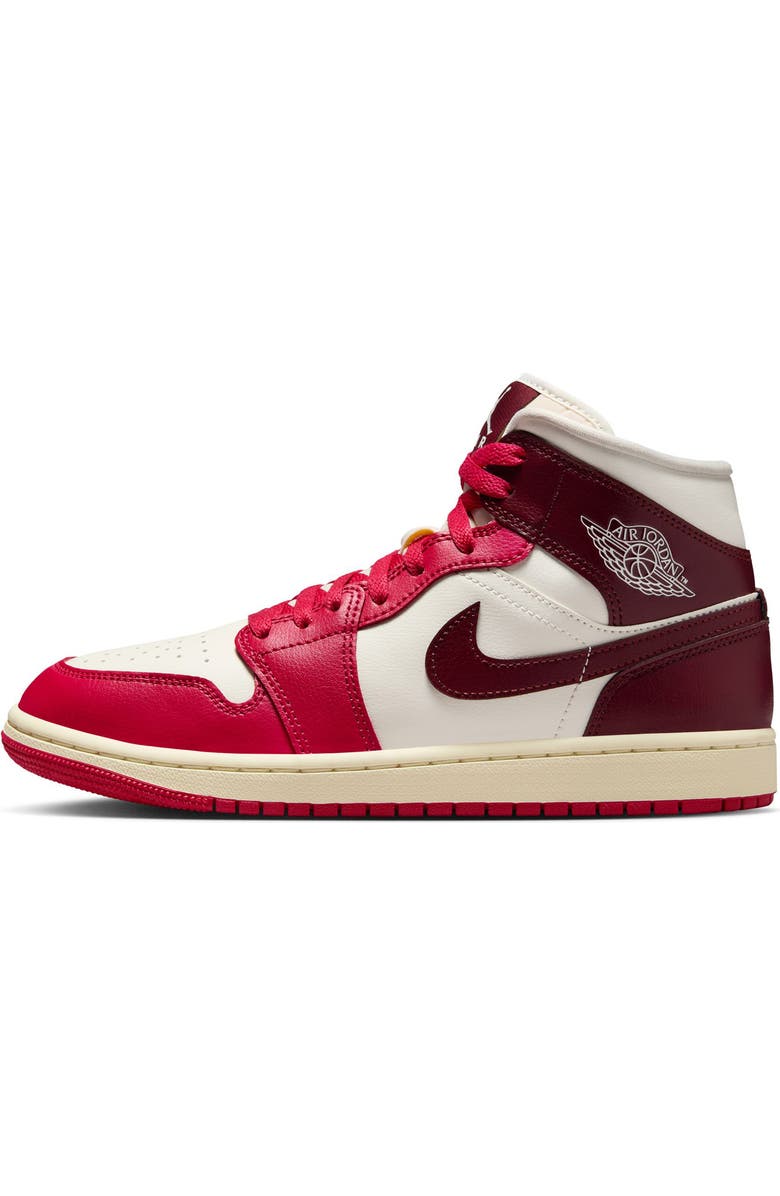 Jordan Air Jordan 1 Mid Sneaker, Alternate, color, Sail/ Dark Team Red/ Hibiscus
