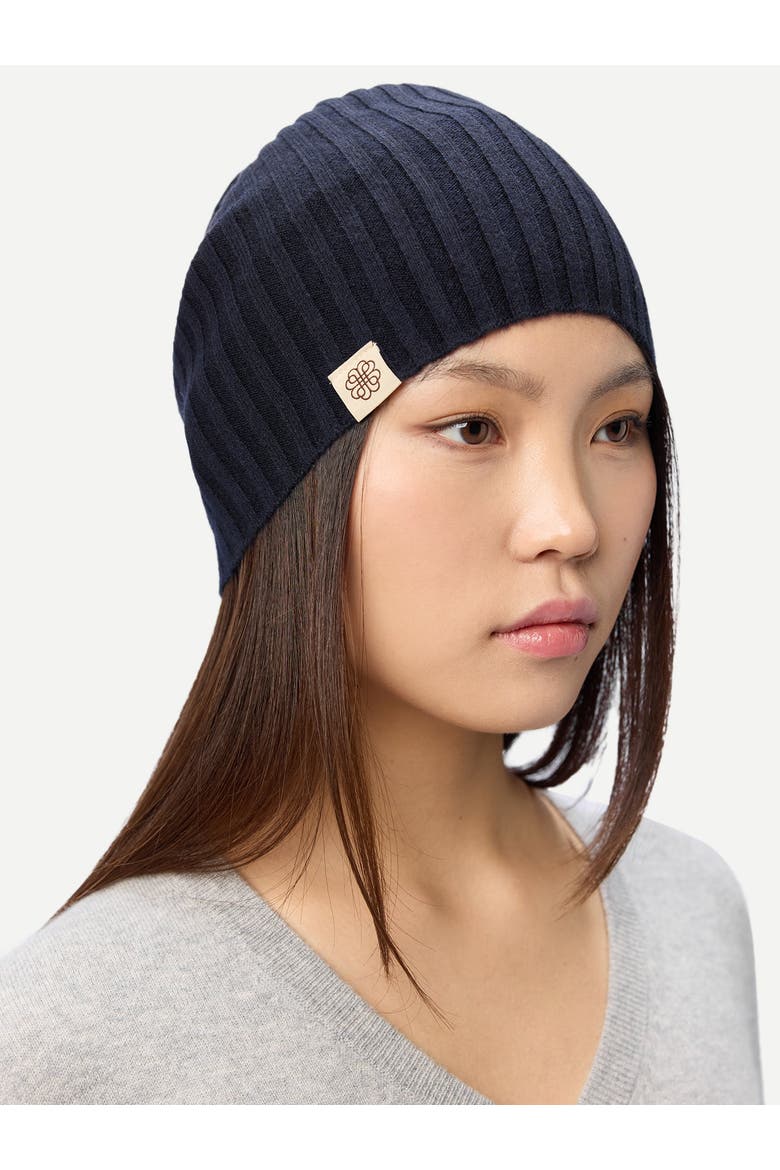 Cashmere Rib Knit Hat, Alternate, color, navy blazer