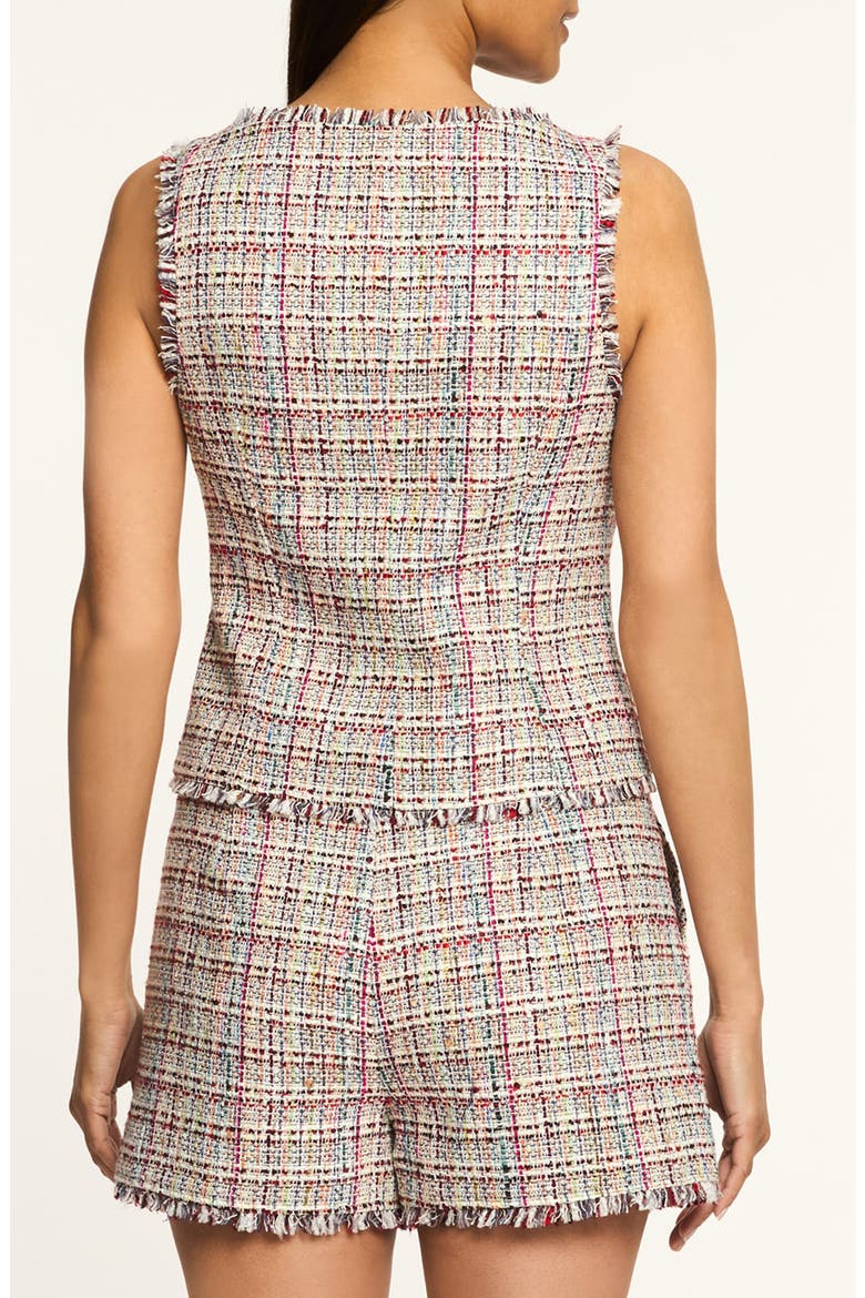Camen Wildflower Fringe Trim Tweed Vest, Alternate, color, IVORY MULTI
