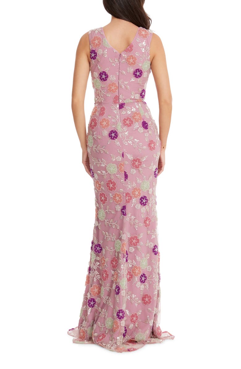 Dress the Population Sandra Floral Beaded Trumpet Gown, Alternate, color, Orchid Multi