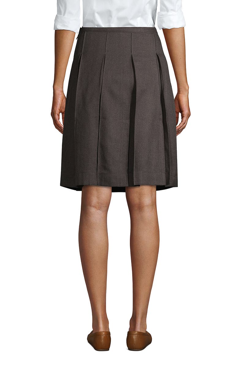 Lands' End School Uniform  Solid Box Pleat Skirt Top of Knee, Alternate, color, Gray