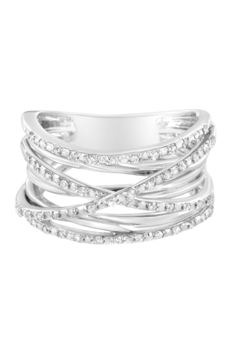 Haus of Brilliance Silver 1/4 Cttw Round-Cut Diamond Bypass Ring, Alternate, color, Silver