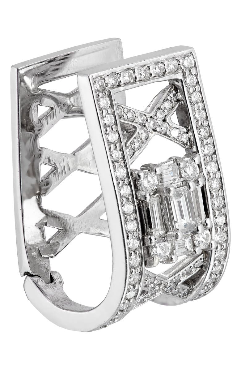 Mindi Mond Clarity Lattice Diamond Hoop Earrings, Alternate, color, 18Kwg