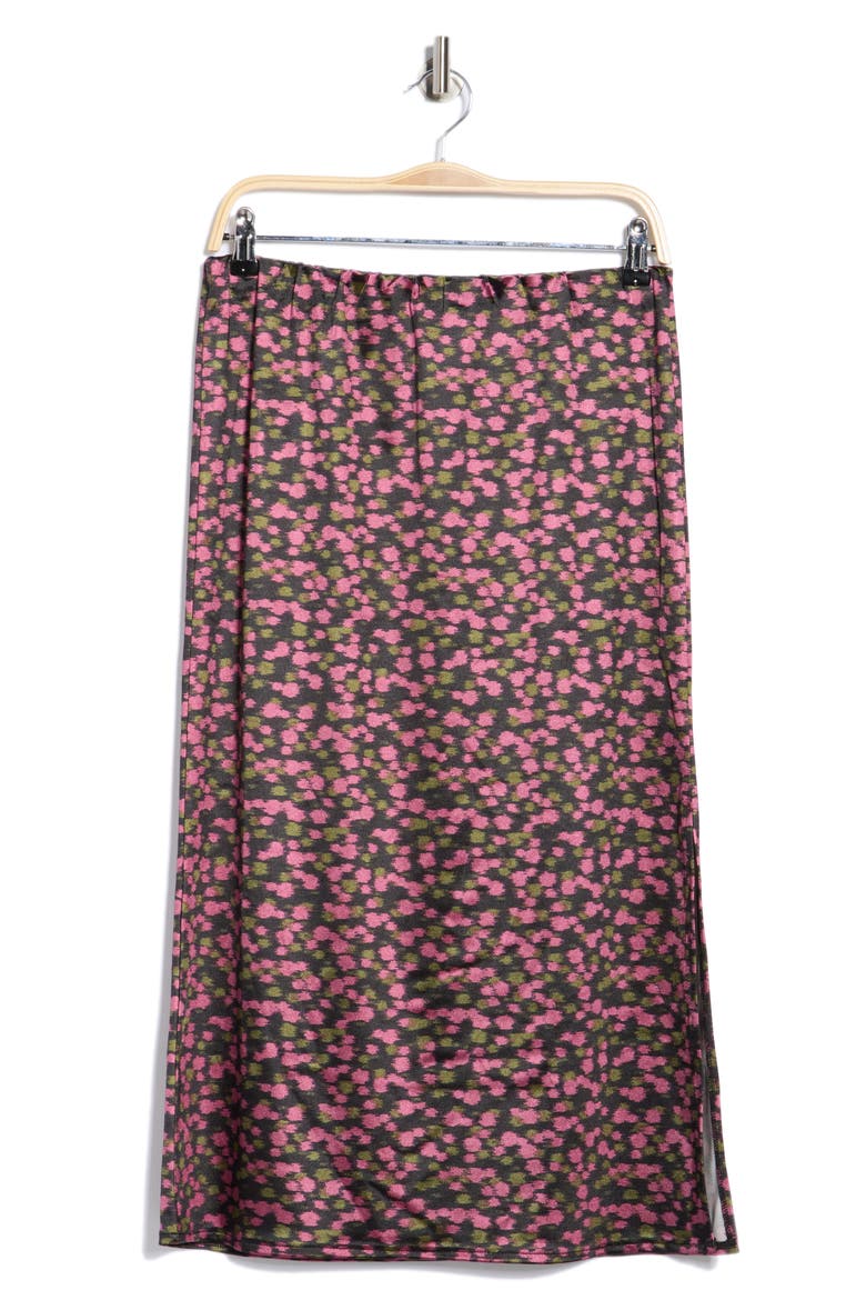Floral Midi Skirt, Alternate, color, PINK/ OLIVE