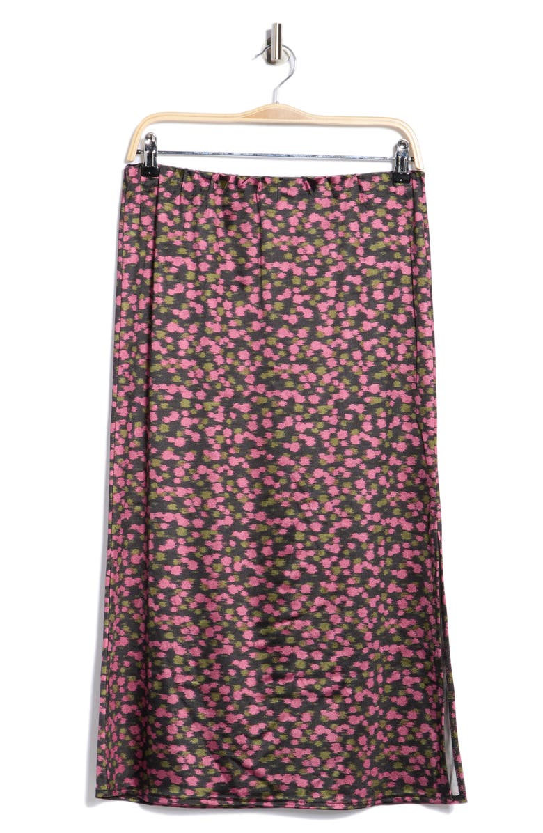 Bobeau Floral Midi Skirt, Alternate, color, Pink/ Olive