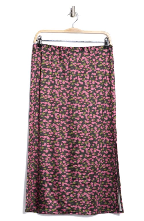 Bobeau Floral Midi Skirt In Black