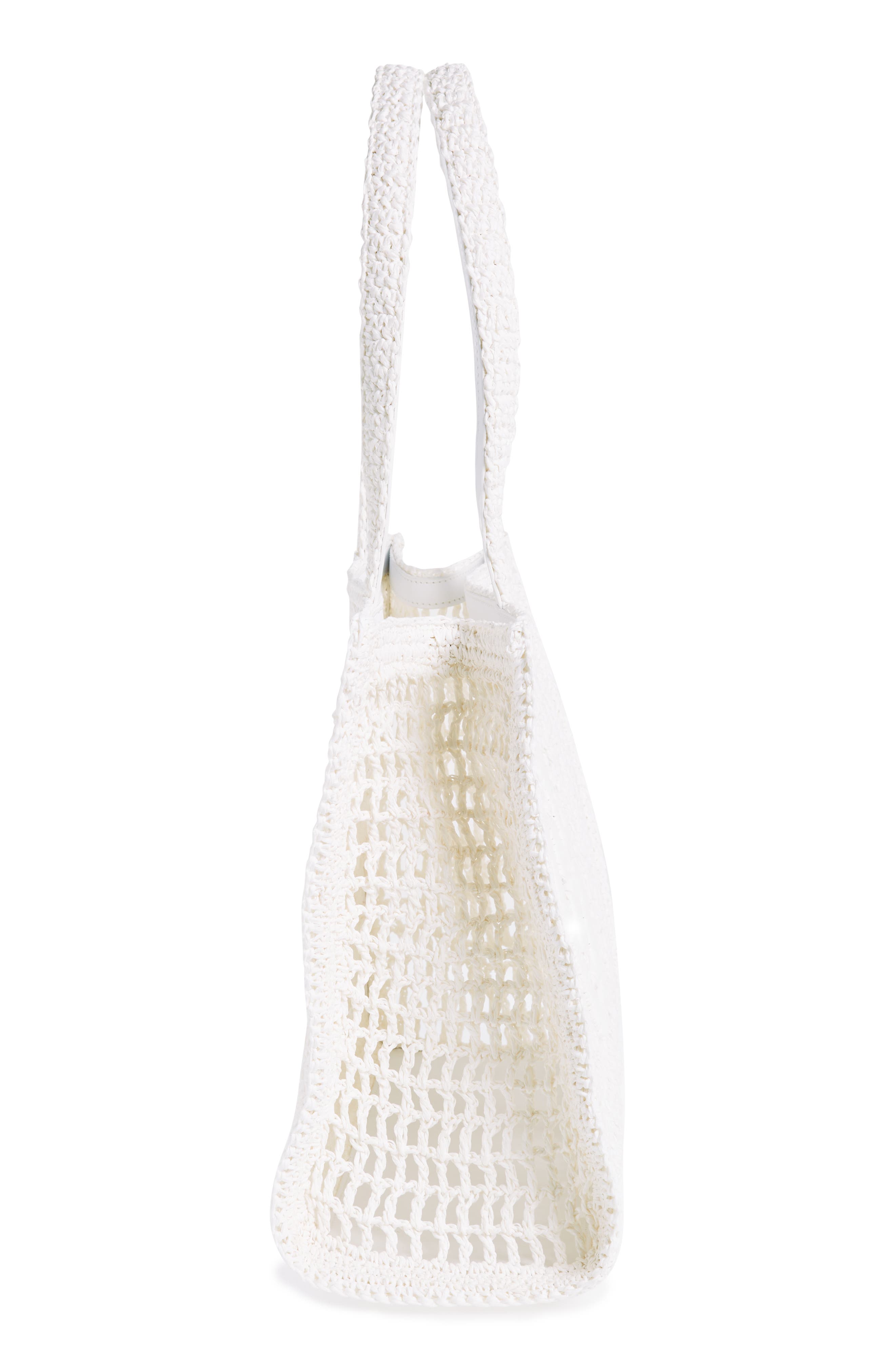 Ella Small Hand Crochet Tote, Alternate, color, WHITE