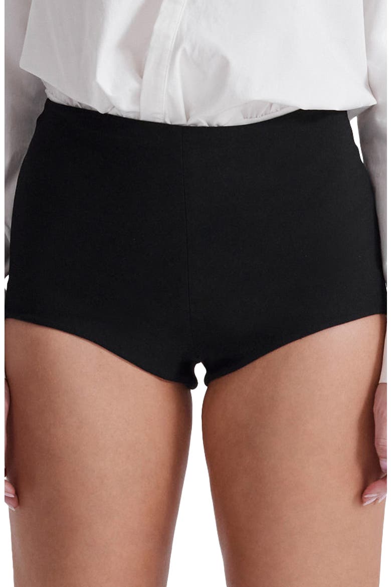 Tahni Back Zip High Waist Shorts, Alternate, color, BLACK