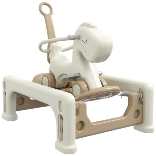 Qaba 5 in 1 Rocking Horse with Detachable Balance Board, Push Handle, Footrest in Cream White  product