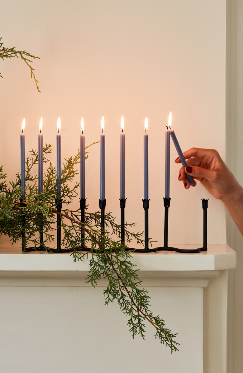 The Floral Society Beacon Menorah, Alternate, color, Black