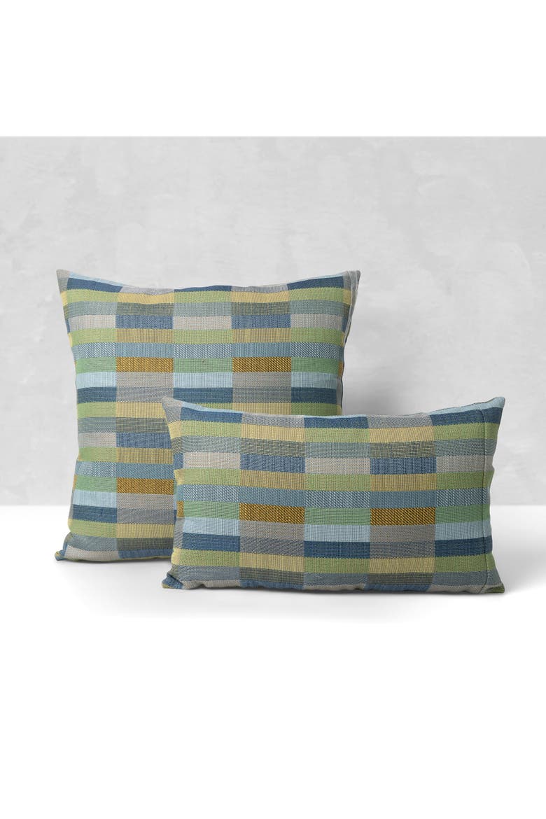 Mosaic Dimensional Indoor & Outdoor Woven Accent Pillow & Insert, Alternate, color, Lagoon