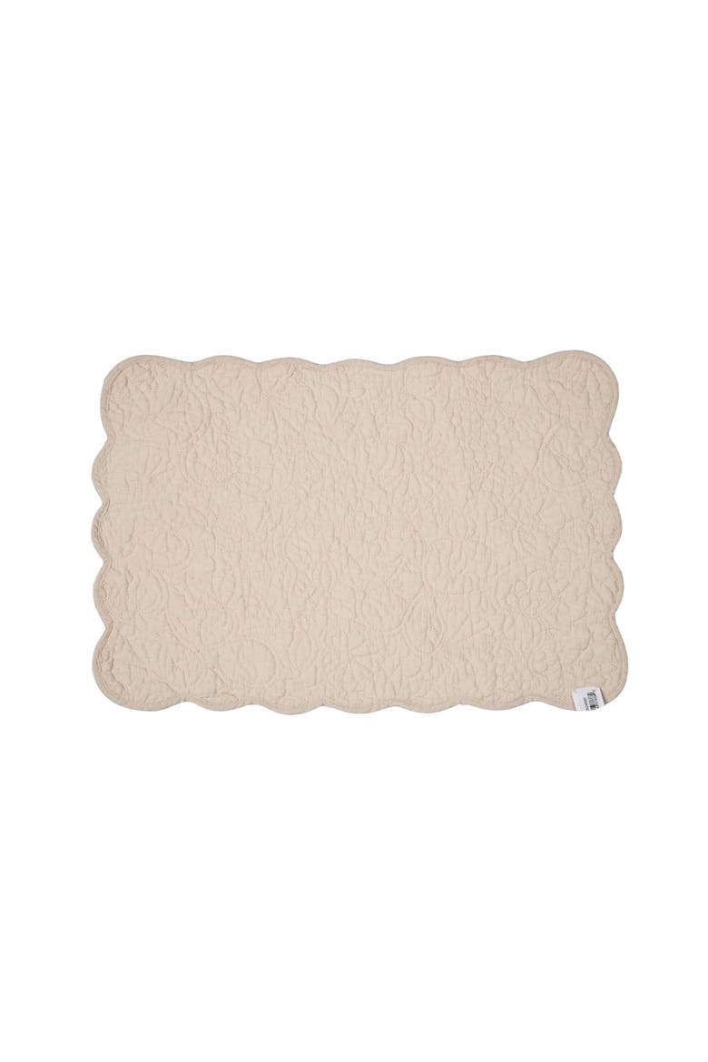 Christiana Khaki Reversible Machine Washable Scallop Quilt Placemats Set of 6, Alternate, color, Beige