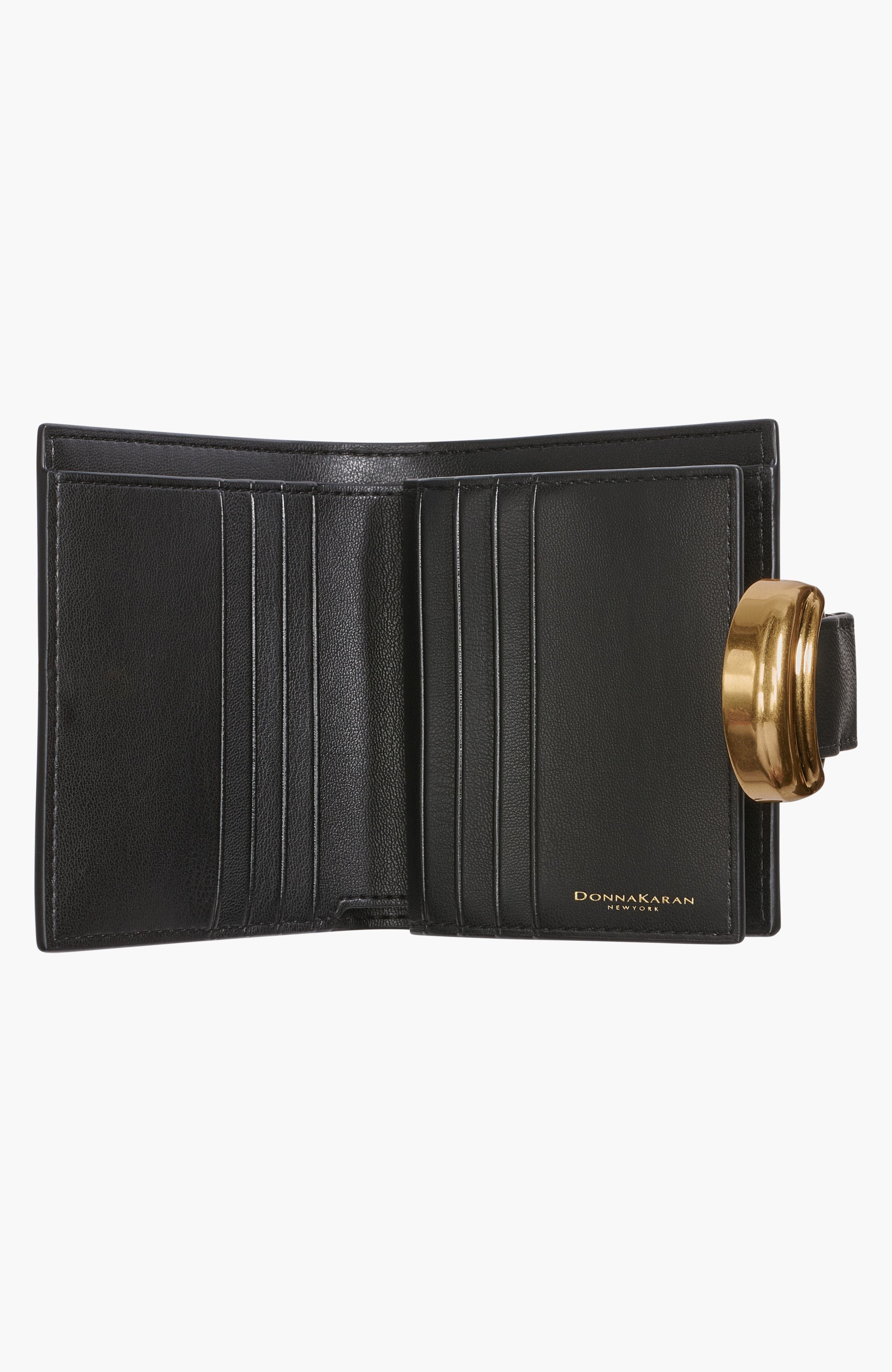Donna Karan New York Valley Stream Small Wallet, Alternate, color, Black/Gold