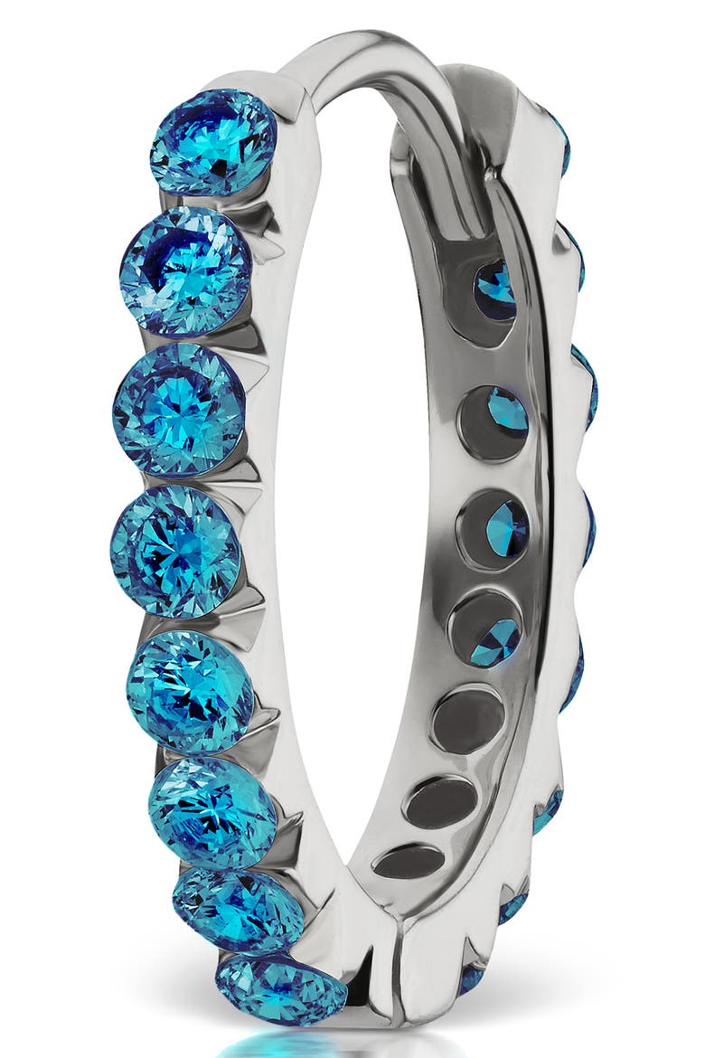 Invisible Set Blue Diamond Eternity Earring, Main, color, WHITE GOLD