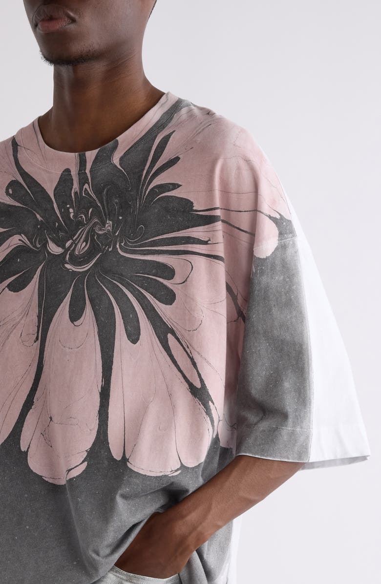 Dries Van Noten Hen Floral & Solid Oversize T-Shirt, Alternate, color, Dessin