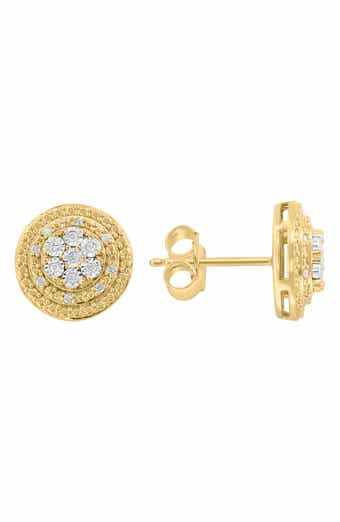 14k Gold Plated Diamond Stud Earrings