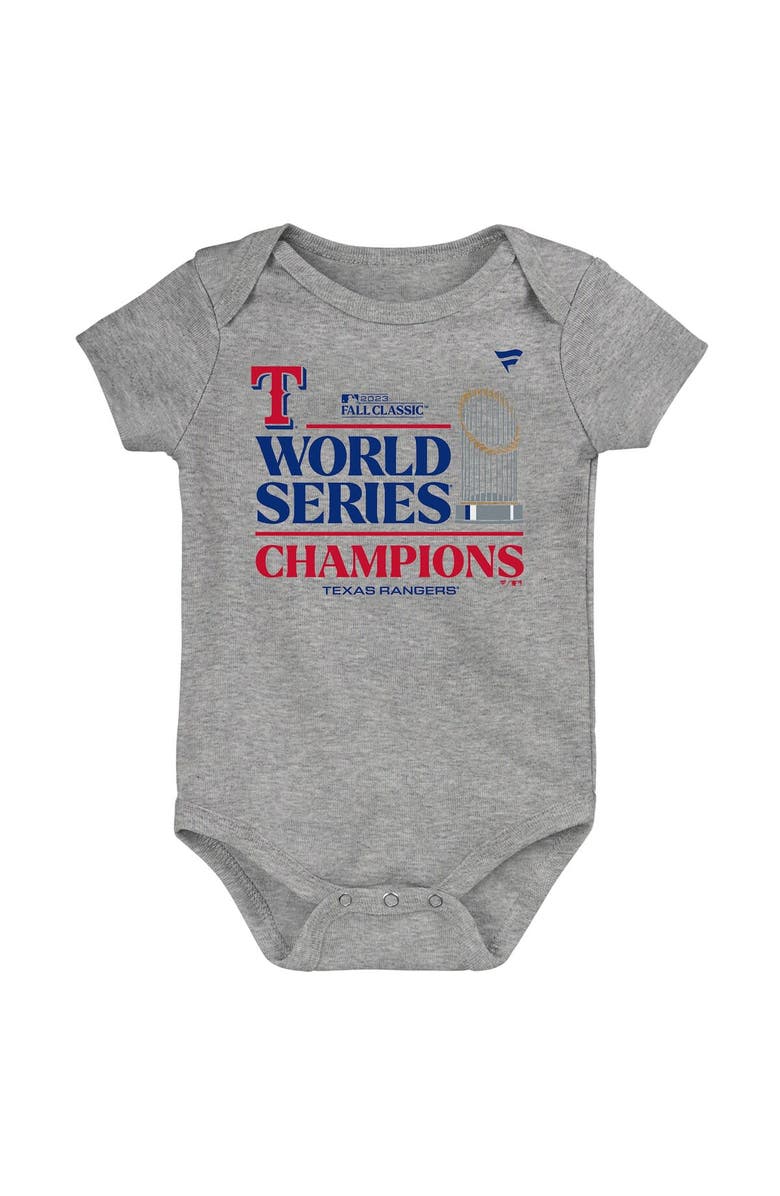 FANATICS Infant Fanatics Branded Heather Gray Texas Rangers 2023 World Series Champions Locker Room Bodysuit, Alternate, color, 