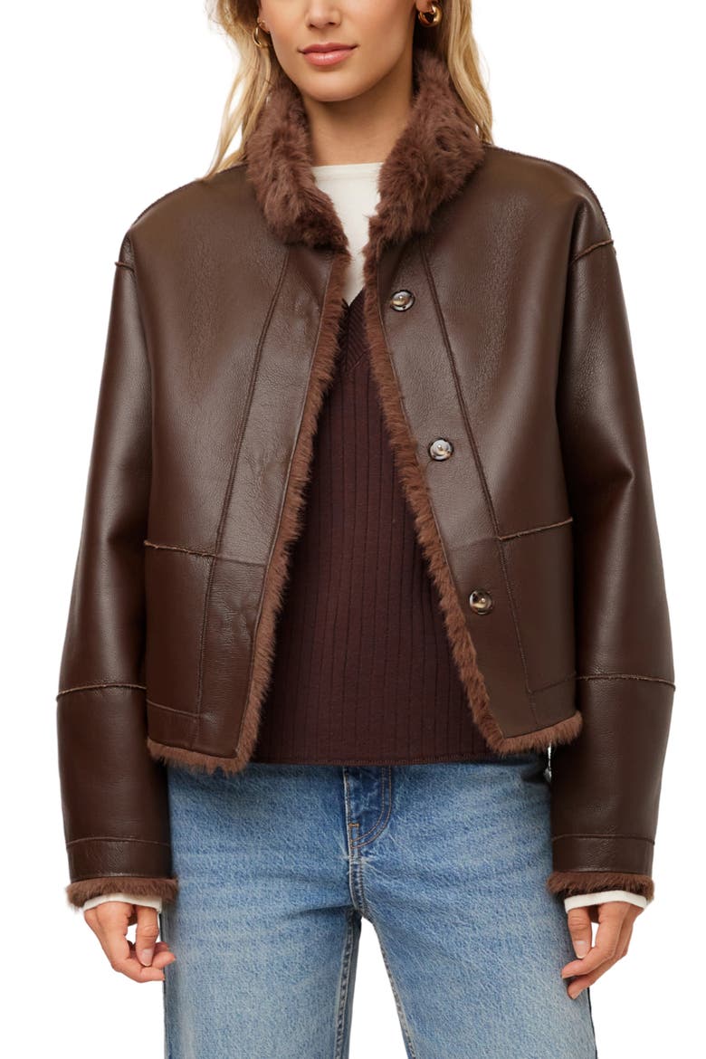 Mackenzie Reversible Faux Fur Coat, Alternate, color, WOOD