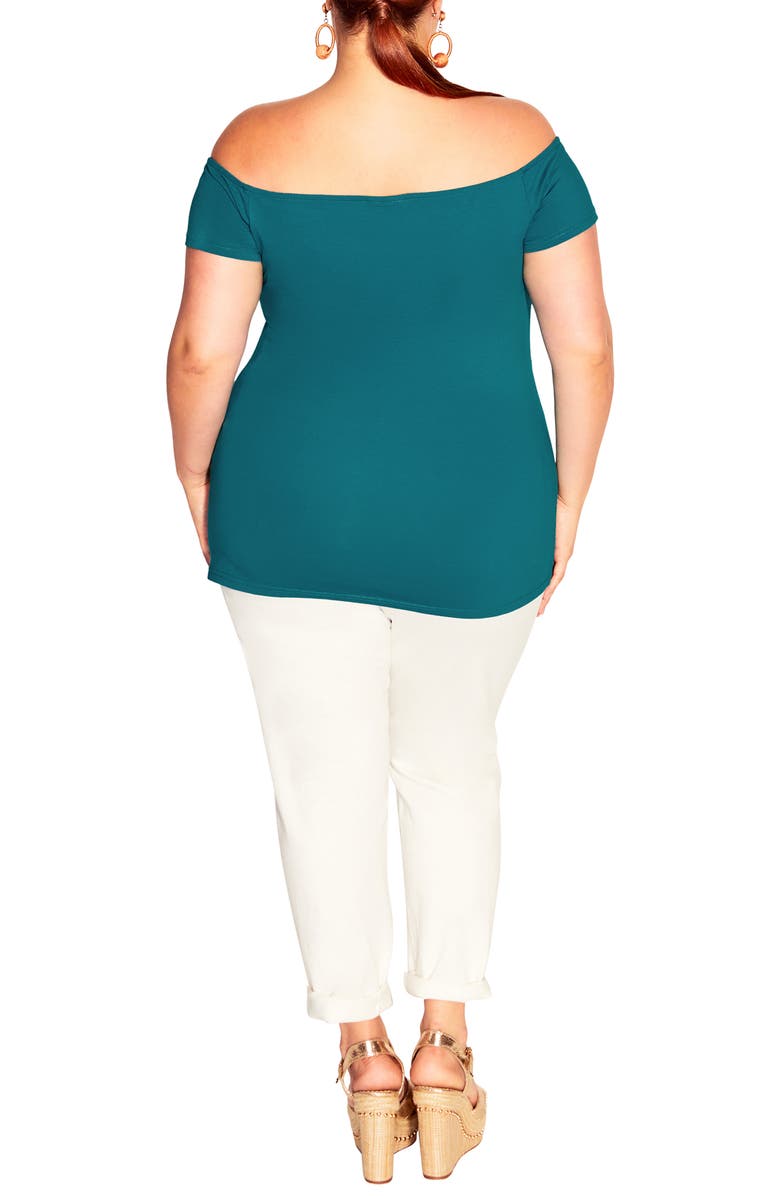 City Chic Island Off the Shoulder Knit Top, Alternate, color, Blue