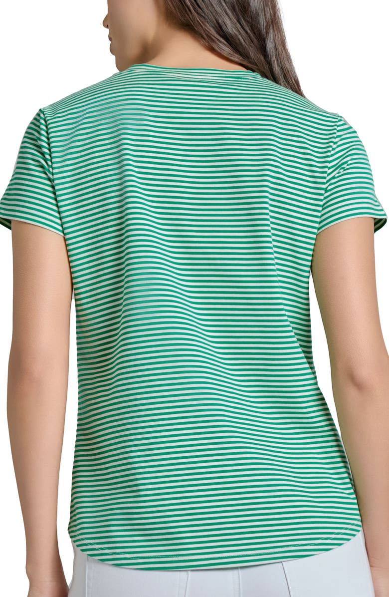 Jones New York Button Shoulder Stripe Stretch Cotton T-Shirt, Alternate, color, 