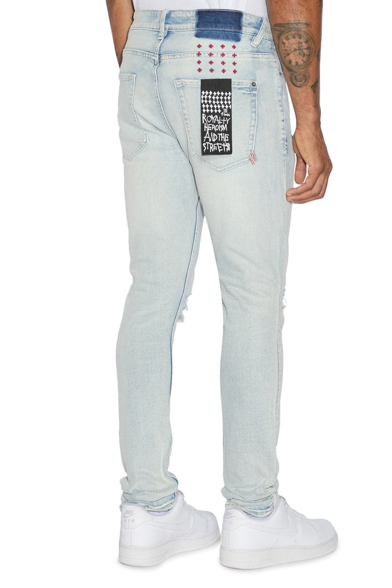 Van Winkle Blue Ice Ripper Skinny Jeans, Alternate, color, DENIM