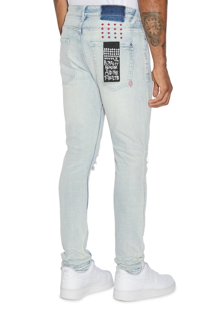 Ksubi Van Winkle Blue Ice Ripper Skinny Jeans, Alternate, color,