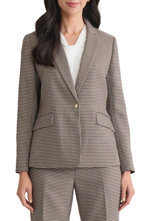 Houndstooth One-Button Blazer