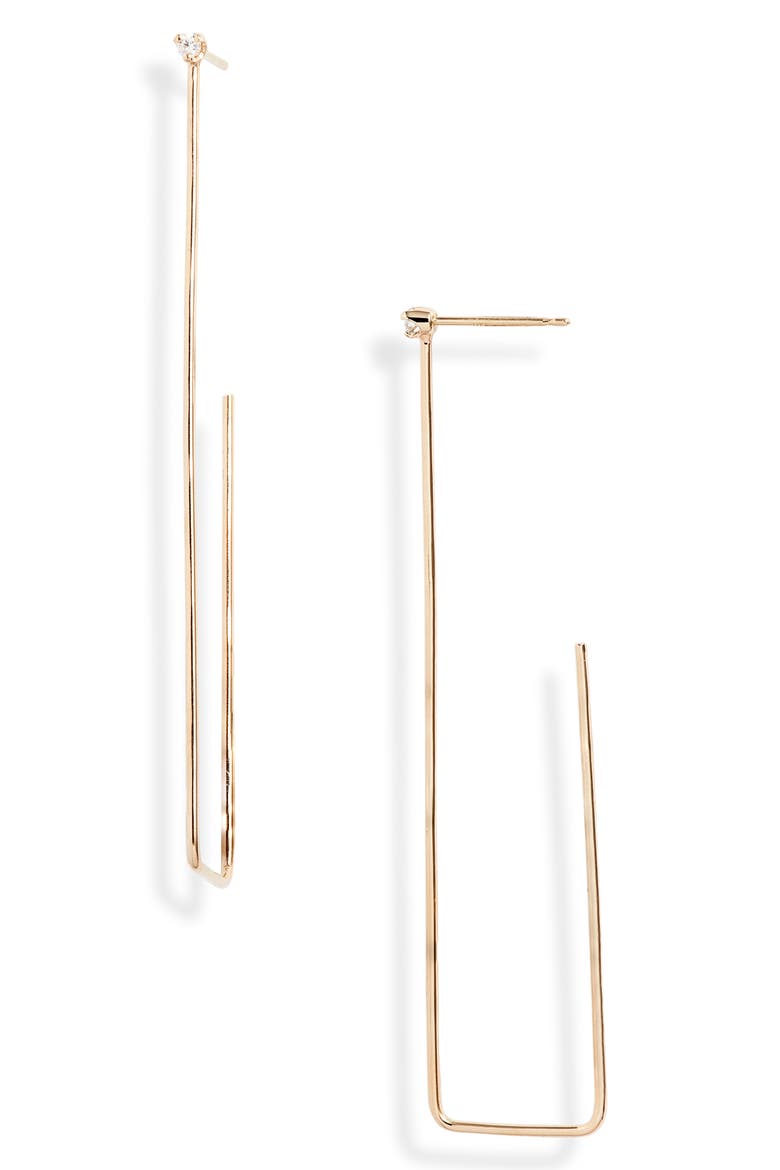 Large Rectangle Hoop Earrings, Main, color, YELLOW GOLD